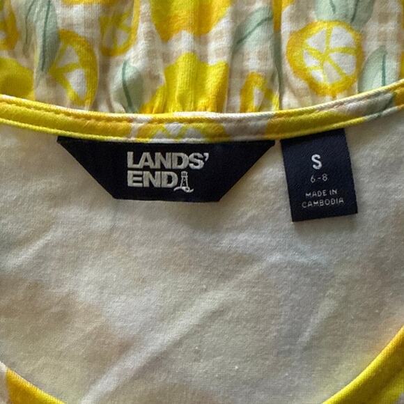 Lands' End Sleeveless Tiered Maxi Dress Small Tank Bright Yellow Lemon Print - Picture 4 of 8